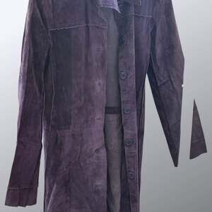 Illia Purple Suede Leather Long Button-Up Jacket‎ Coat